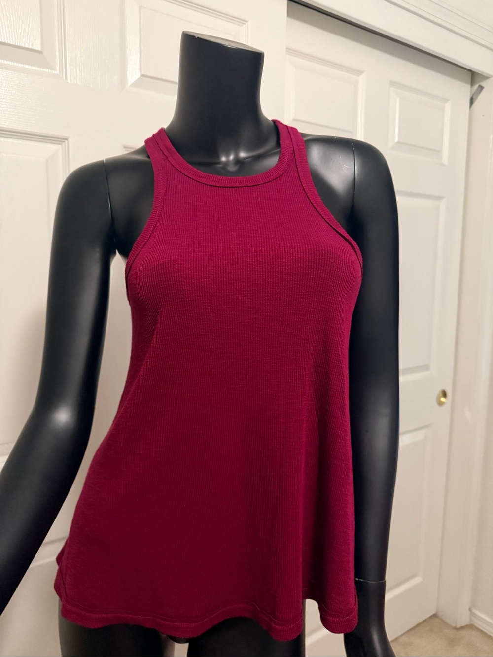 Free People Ribbed Racerback Tank - Burgundy - Picture 3 of 6
